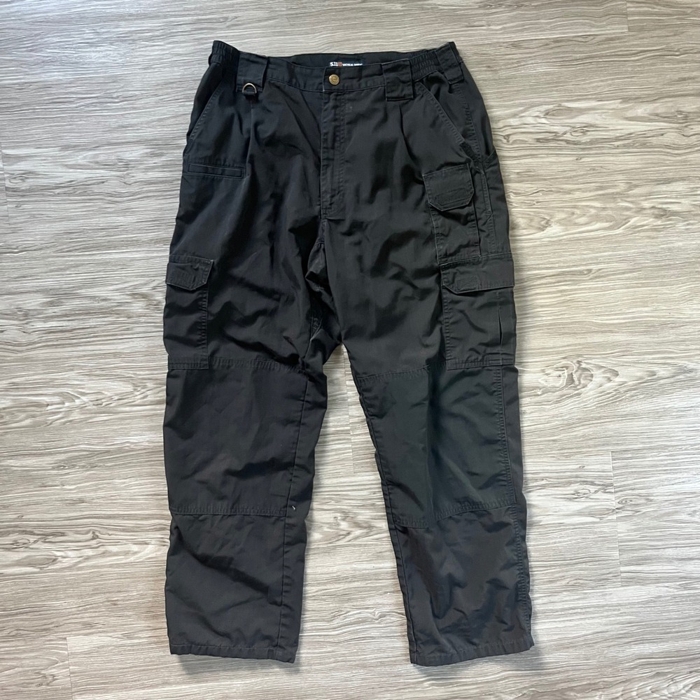 5.11 Tactical Series Mens Black Ripstop Cargo Pants 34x32 Work Outdoor Utility